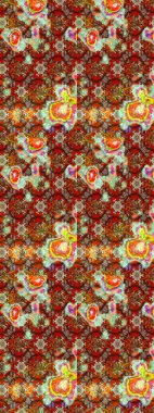 Sevimli çiçek raster deseni. Renkli Bahar Teması eskiz kalıbı. Düz Çiçek Elementleri Tasarımı. Kahverengi ve kırmızı renkte çiçekler.