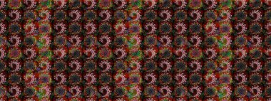 Raster illüstrasyonu. Klasik çiçek tasarımı elementleri. Siyah ve kahverengi kıvırcık çiçekler siyah ve kahverengi renklerde şekillenir.