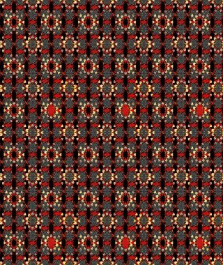 Raster illüstrasyonundaki çiçek desenli çizim. Siyah ve kırmızı renkte çiçekler. Renkli Bahar Teması eskiz kalıbı. Düz Çiçek Elementleri Tasarımı.