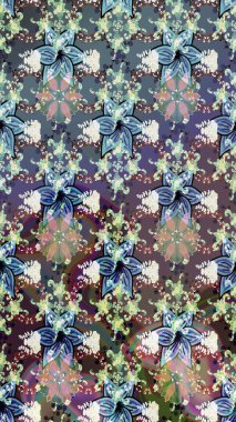 Renkli Bahar Teması eskiz kalıbı. Çiçek deseni. Raster illüstrasyonu. Chichi 'nin kumaş kalıbını çiz. Düz Çiçek Elementleri Tasarımı.