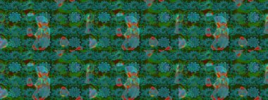 Renkli Yaz Temalı eskiz kalıbı. Sevimli çiçek raster deseni. Düz Çiçek Elementleri Tasarımı. Yeşil ve mavi renkte çiçekler.