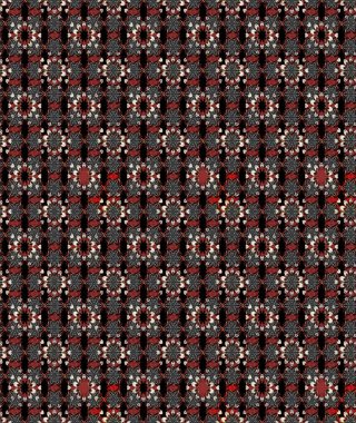 Soyut etnik raster çizim kalıbı. Kabile sanatı boho baskısı, klasik çiçek arkaplanı. Arkaplan dokusu, duvar kağıdı, siyah ve kahverengi renkli çiçek teması.