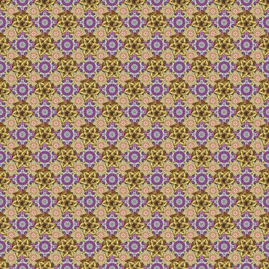 Raster illüstrasyonu. Tarafsız, kahverengi ve bej renklerde, altın elementlerle klasik, pürüzsüz desen.