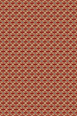 Kırmızı ve bej renklerde altın elementlerle kusursuz klasik desen. Noel, kar tanesi, yeni yıl. Kırmızı ve bej renklerde altın desenli altın elementler.