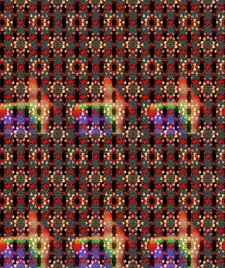 Çiçekli karalama şeklinde Raster çiçek deseni. Nazik, narin çiçek arkaplanı. Siyah ve kırmızı renkte çiçekler.