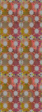 Raster illüstrasyonu. Kahverengi renklerde bahar çiçekleri. Raster çiçek desenli ve çiçekli..