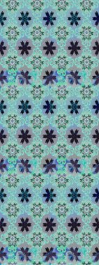 Raster illüstrasyonundaki çiçek desenli çizim. Güzel kumaş deseni. Raster illüstrasyonu. Mavi ve nötr renklerde.