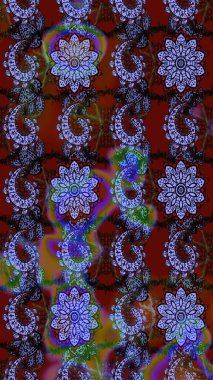 Düz Çiçek Elementleri Tasarımı. Güzel kumaş deseni. Renkli Yaz Temalı eskiz kalıbı. Raster illüstrasyonunda çiçek deseni çizimi.