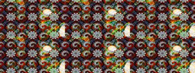 Siyah ve kahverengi renkte çiçekler. Nazik, narin çiçek arkaplanı. Raster çiçek desenli ve çiçekli..