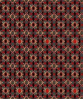 Raster illüstrasyonundaki çiçek desenli çizim. Siyah ve kırmızı renkte çiçekler. Renkli Bahar Teması eskiz kalıbı. Düz Çiçek Elementleri Tasarımı.