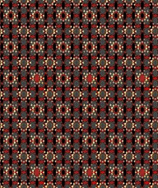 Sevimli çiçek raster deseni. Siyah ve kırmızı renkte çiçekler. Renkli Yaz Temalı eskiz kalıbı. Düz Çiçek Elementleri Tasarımı.