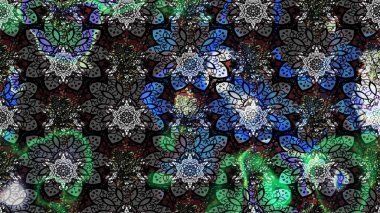 Vadinin gri ve siyah renkli çiçekleri. Çiçekler. Soyut etnik raster çizim kalıbı.