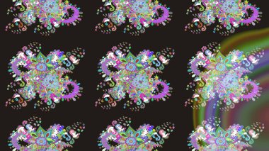 Gri renkli bitkilerden oluşan parlak çiçekli çizim deseni.