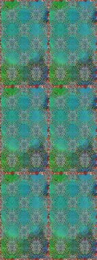 Çok mavi ve yeşil zarif küçük çiçekler ve mavi ve yeşil renkli komik böcekler, raster desen, illüstrasyon.