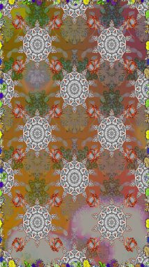 Sevimli küçük çiçek desenle. Raster resim. Çiçek desenli çiçek ve yaprakları ile.