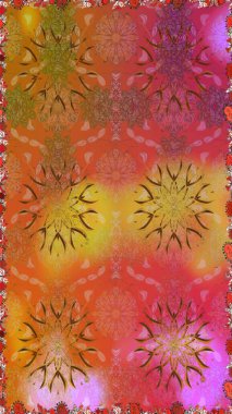 Hediye ambalaj kağıdı, tebrik kartları, posterler ve pankart tasarımı. Raster düz çiçekleri pürüzsüz desen. Turuncu renkte çiçekler.