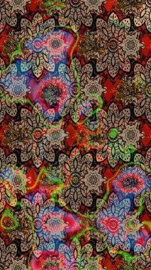 Çiçekli karalama şeklinde Raster çiçek deseni. Kahverengi ve bej renkli çiçekler. Nazik, sevimli çiçek arkaplanı..