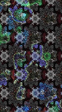 Raster stili kumaş deseni. Çiçekler suluboya çizim deseni.