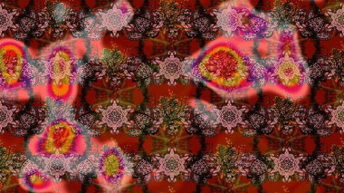 Çiçekli karalama şeklinde Raster çiçek deseni. Kahverengi ve pembe renkli çiçekler. Yumuşak, yaz çiçekli arka plan.