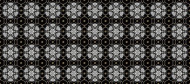 Duvar kâğıdı barok, İspanyol kumaşı. Şık bir grafik desen. Çiçek deseni. Kusursuz raster arka plan. Siyah, gri ve nötr renklerde altın elementler.