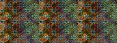 Çizgi çizimi kalıbı. Raster Moda kumaş deseni. Şirin çiçekler..