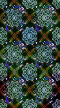 3D çiçekler, eskiz. Siyah renklerde. Raster illüstrasyonu.