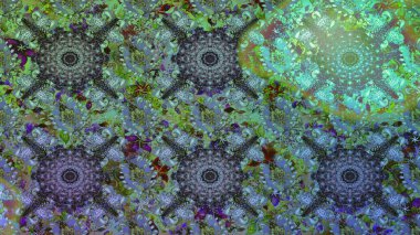 Sevgililer günü ve tebrik kartı konsepti için şık bir davetiye. Çiçek kompozisyonu, el boyası, hassas şablon. Üst manzara, yumuşak stil. Yeşil ve mavi renkte manzaralı çiçek deseni.