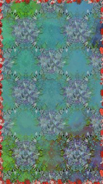 Yumuşak pamuk tasarımı. Yumuşak fayans. Raster 'ın taze dokusu. Klasik çiçek desenli. Paketleme, tekstil, duvar kağıdı için kusursuz çiçek arkaplanı.