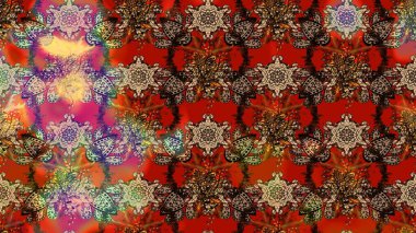 Kahverengi, kırmızı ve bej renkli çiçekler. Düz Çiçek Elementleri Tasarımı. Sevimli çiçek raster deseni. Renkli Bahar Teması çizim şablonu.