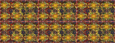 Kahverengi renkli çiçekler. Raster illüstrasyonu. El çizimi çiçekleri olan soyut, pürüzsüz desen.