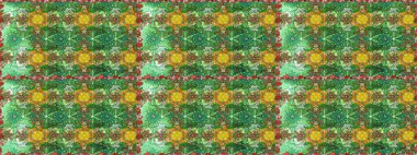 Yeşil ve nötr renklerde etnik çiçeklerle süslenmiş zarif bir eskiz. Raster Çiçek İllüstrasyon Şirin Tekstil.