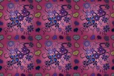 Raster illüstrasyonu. Küçük çiçekteki sevimli çiçek deseni. Güzel karalama çiçekleri olan kusursuz çiçek desenleri. Güzel kumaş deseni.