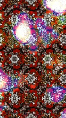 Raster illüstrasyonundaki çiçek desenli çizim. Çiçekler kahverengi, kırmızı ve gri renklerde.