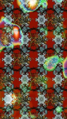 Düz Çiçek Elementleri Tasarımı. Renkli Yaz Temalı eskiz kalıbı. Kahverengi, kırmızı ve yeşil renkte çiçekler. Raster illüstrasyonunda çiçek deseni çizimi.