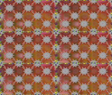 Çiçeksiz desenli arka plan. Kahverengi renkli çiçekler. Tişört baskısı için çiçek boyama rasteriName.