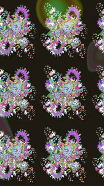 Tekstil, tebrik kartı, boyama kitabı, telefon kılıfı baskısı için kullanılabilir. Etnik Mandala süsü. Raster Henna dövme stili. Hint çiçekli desenli şal desenli..