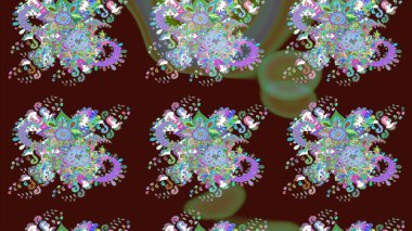 Raster illüstrasyonu. Kahverengi renklerde. Çiçekli güzel suluboya desen.