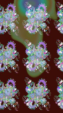 Düz Çiçek Elementleri Tasarımı. Renkli Bahar Teması eskiz kalıbı. Raster..