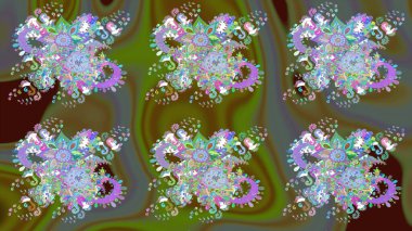 Raster Güzel kumaş deseni. Raster suluboya deseni, narin çiçekler, yeşil çiçekler, tebrik kartı şablonu..