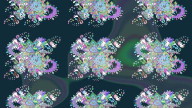 Vadinin mavi renkli çiçekleri. Çiçeksel çizim kalıbının çizimi.