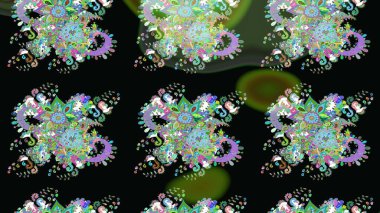 Çiçek süslemeli çizim deseni. Raster illüstrasyonu. Siyah renkte çiçekler.