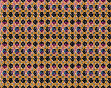 Siyah ve sarı renklere karalamalar çizen kusursuz çiçek deseni. Raster illüstrasyonu.