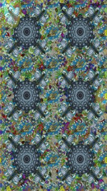 Tekstil için figür. Poster ya da kapak için arka plan. Davetiye ve kartpostal tasarımı için dekoratif çiçek unsurları. Şirin, zarif çiçekler Raster illüstrasyonu. Yapraklı kusursuz desen.