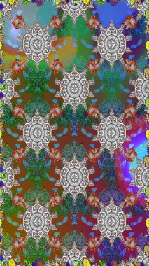 Raster illüstrasyonu. Tekstil ya da kitap kapakları, imalat, duvar kağıtları, baskı, hediye paketi ve yapıştırma kitabı için çiçeksiz arka plan. Küçük ölçekli çiçeklerdeki basit sevimli desen.