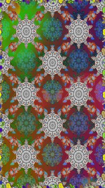 Raster illüstrasyonu. Suluboya tarzında gri ve kahverengi renklerde. Pürüzsüz bahar deseni ve küçük çiçekler.