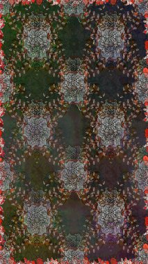 Raster illüstrasyonunda kusursuz çiçek deseni. Güzel kumaş deseni. Raster illüstrasyonu. Gri ve kahverengi renklerde.