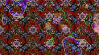 Düz Çiçek Elementleri Tasarımı. Chichi 'nin kumaş kalıbını çiz. Raster illüstrasyonu. Çiçek deseni. Renkli Bahar Teması çizim şablonu.