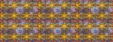 Raster illüstrasyonundaki çiçek desenli çizim. Kahverengi renkte çiçekler.