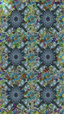 Tekstil için figür. Poster ya da kapak için arka plan. Davetiye ve kartpostal tasarımı için dekoratif çiçek unsurları. Şirin, zarif çiçekler Raster illüstrasyonu. Yapraklı kusursuz desen.