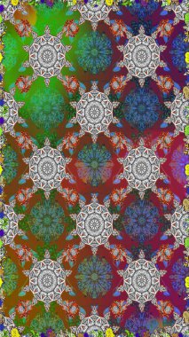 Raster illüstrasyonu. Suluboya tarzında gri ve kahverengi renklerde. Pürüzsüz bahar deseni ve küçük çiçekler.